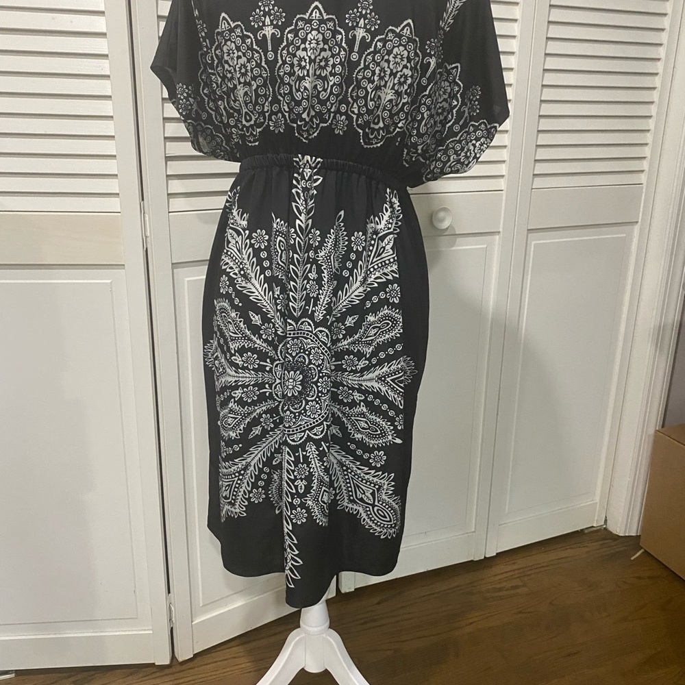 Elegant Black and White Paisley Dress - Picture 2 of 4